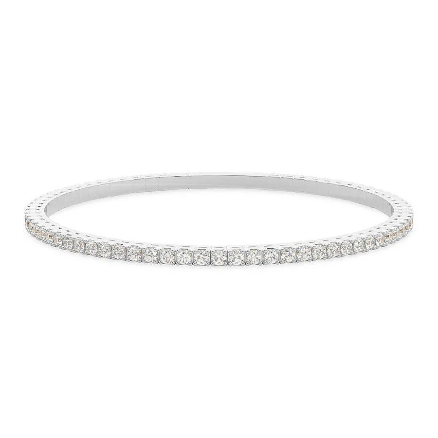 4 Prong Round Flexi Tennis Bangle - 14k White Gold, 1.00 Ct (12435) - Image 2