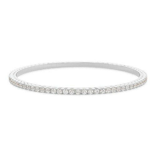 4 Prong Round Flexi Tennis Bangle - 14k White Gold, 3.00 Ct (12441)