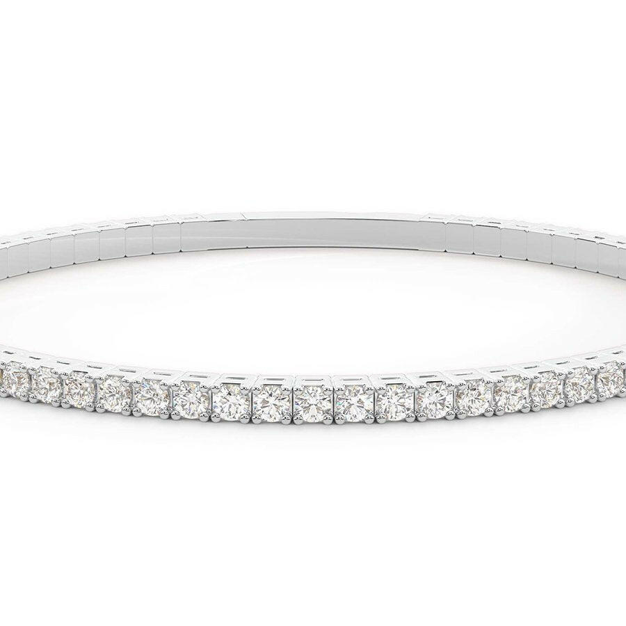 4 Prong Round Flexi Tennis Bangle - 14k White Gold, 3.00 Ct (12441) - Image 4