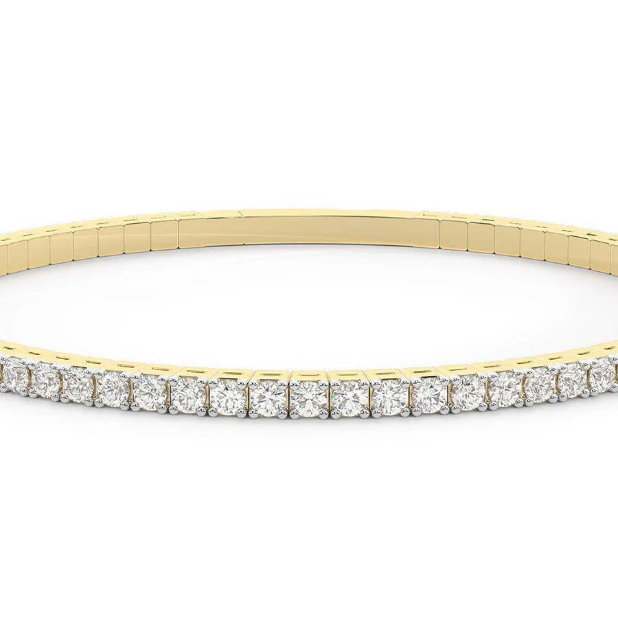 4 Prong Round Flexi Tennis Bangle - 14k Yellow Gold, 2.00 Ct (12439) - Image 4