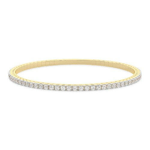 4 Prong Round Flexi Tennis Bangle - 14k Yellow Gold, 4.00 Ct (12445)