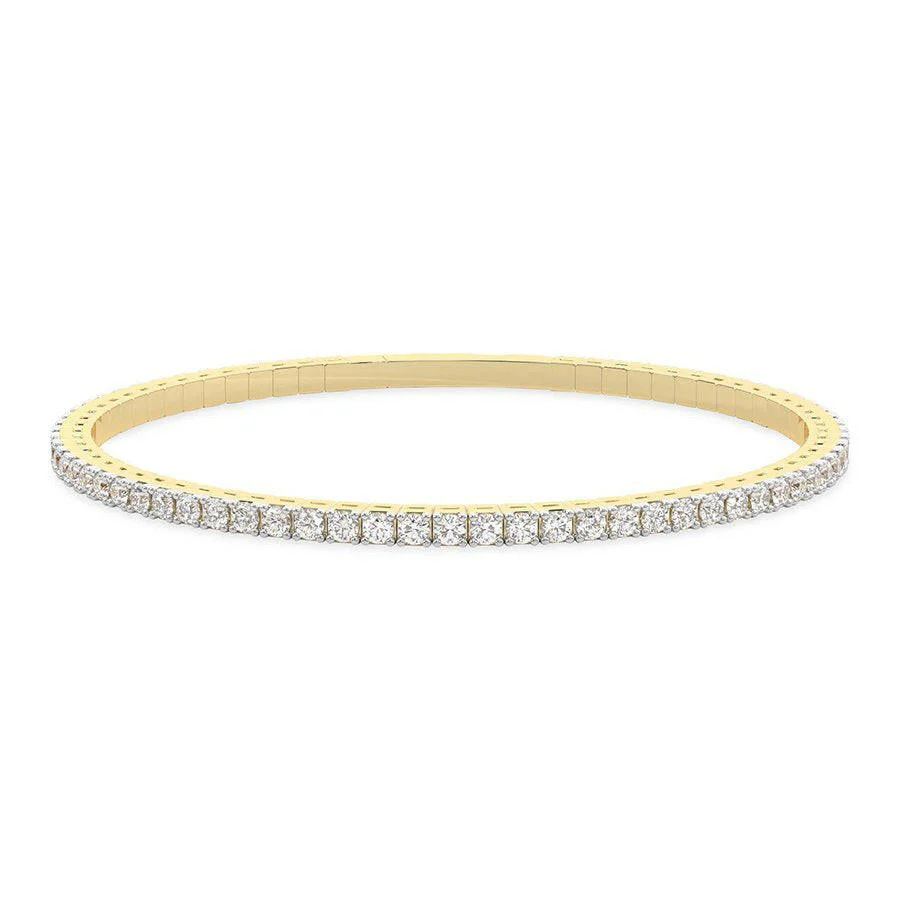 4 Prong Round Flexi Tennis Bangle - 14k Yellow Gold, 5.00 Ct (12448) - Image 2