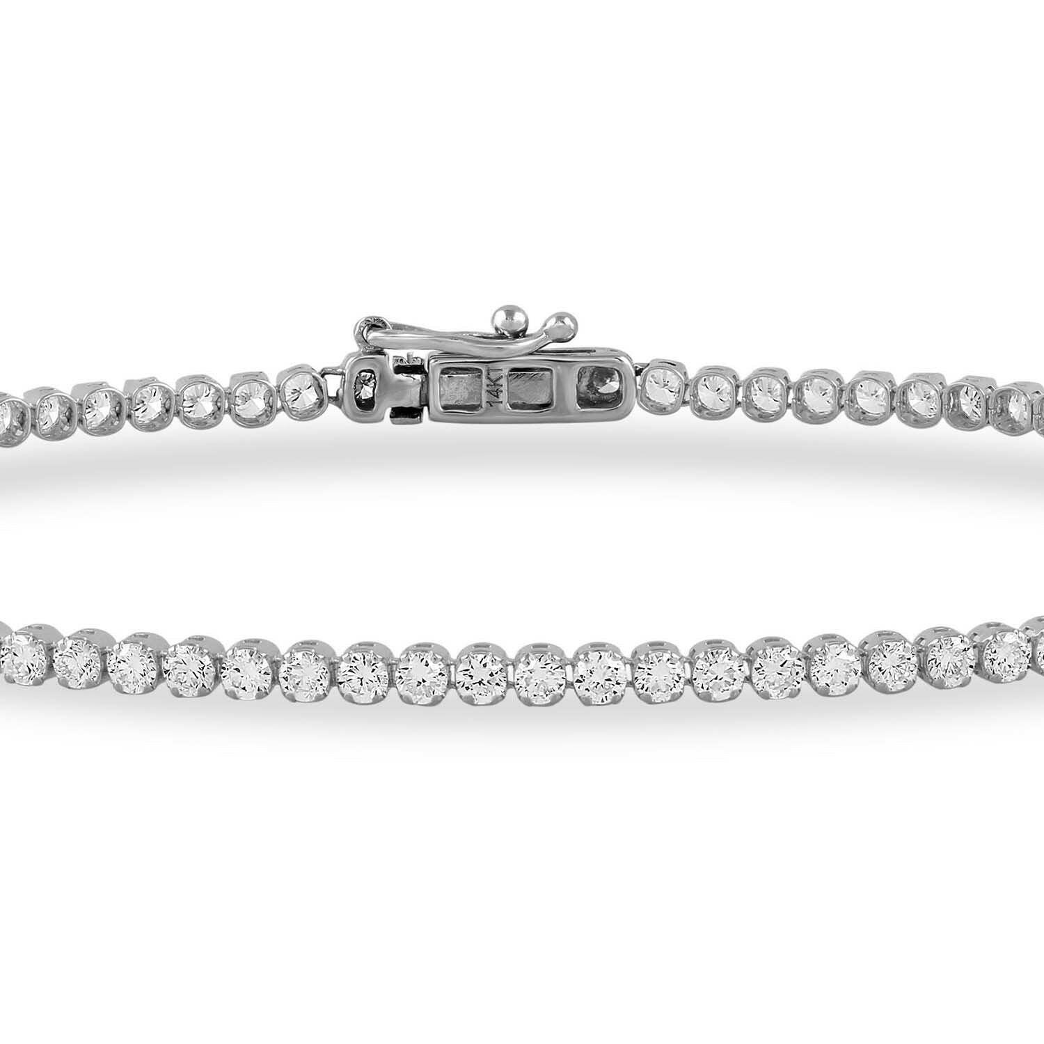 4 Prong Round Light Weight Tennis Bracelet - 14k White Gold, 3.00 Ct (12456) - Image 3