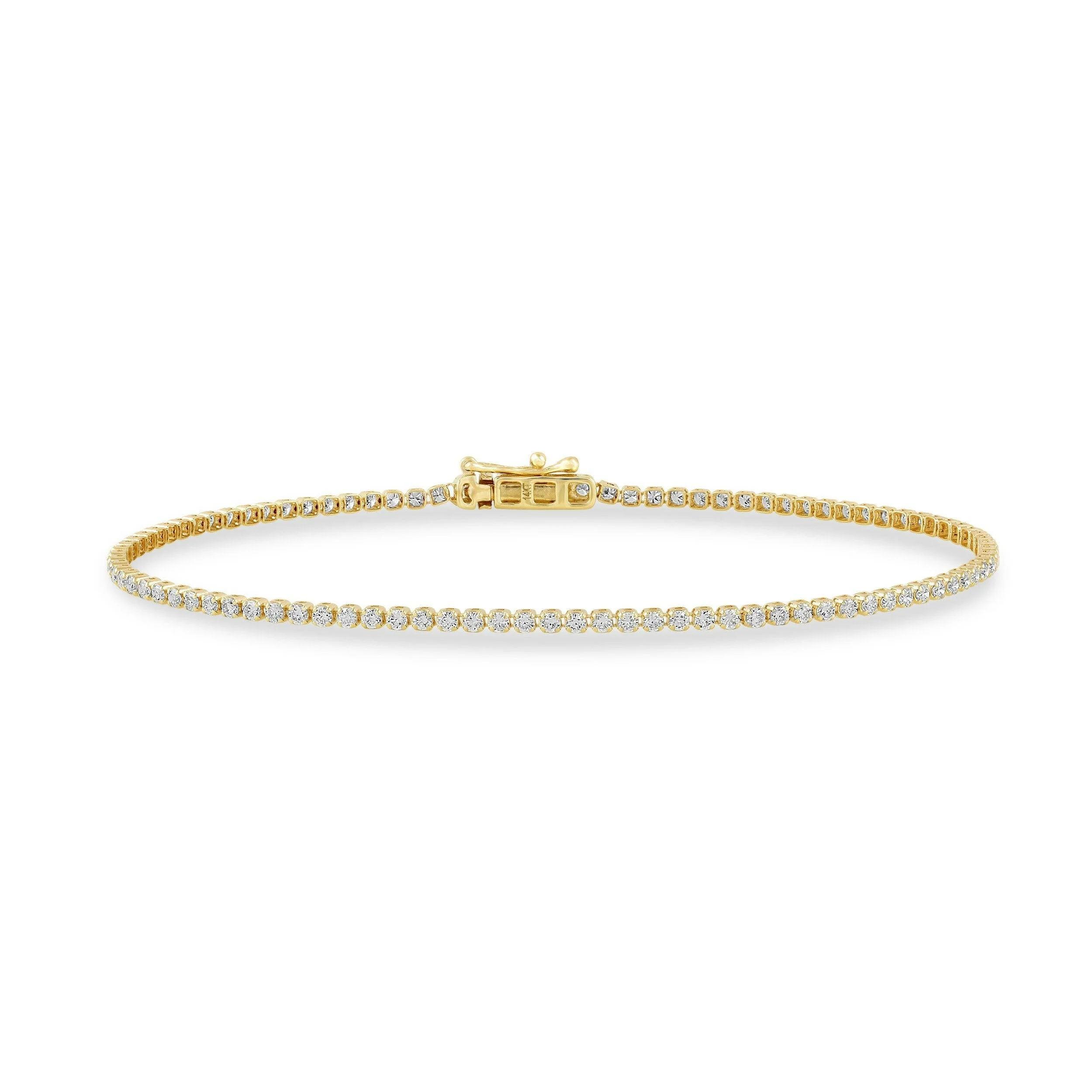 4 Prong Round Light Weight Tennis Bracelet - 14k Yellow Gold, 4.00 Ct (12460) - Image 2