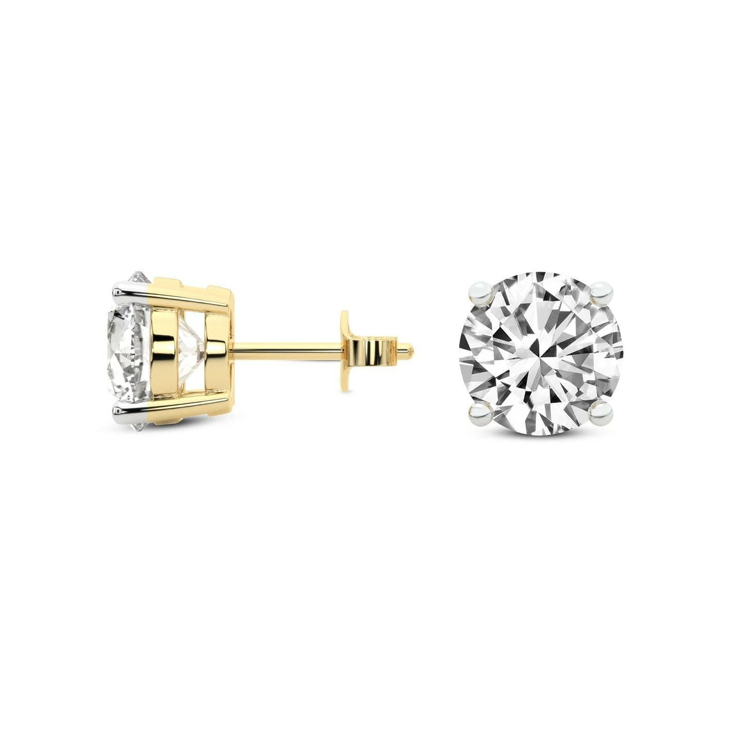 4 Prong Round Studs - 14k Yellow Gold, 0.75 Ct (12383) - Image 3