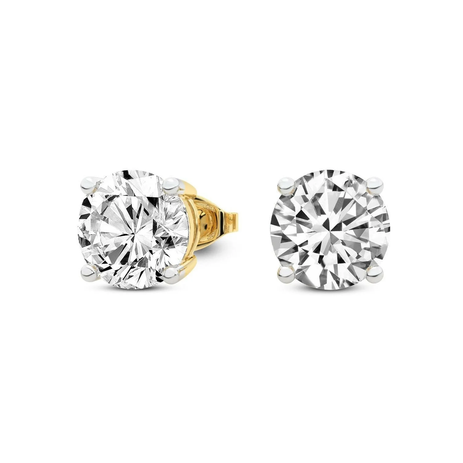 4 Prong Round Studs - 14k Yellow Gold, 1.00 Ct (12386) - Image 4