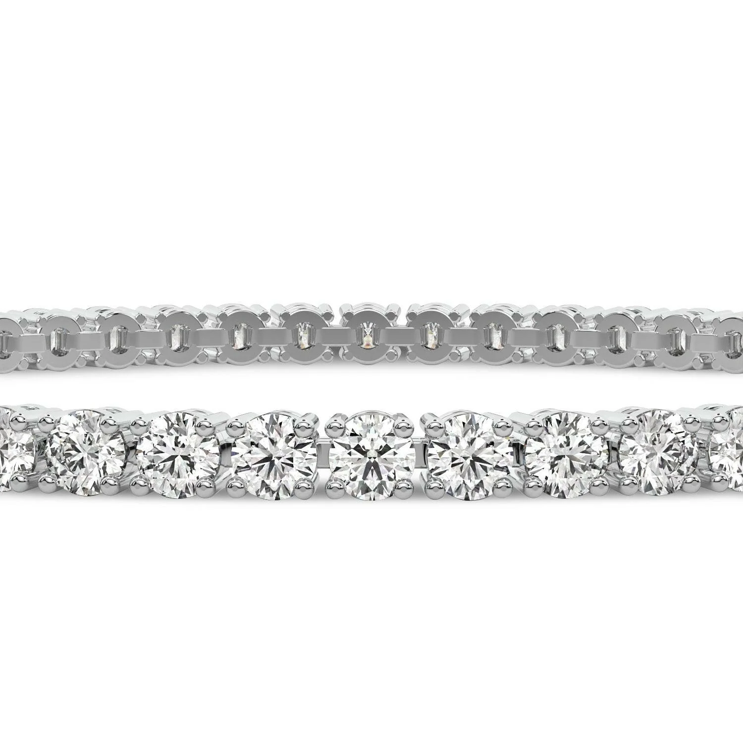 4 Prong Round Tennis Bracelet - 14k White Gold, 2.00 Ct (12478) - Image 4