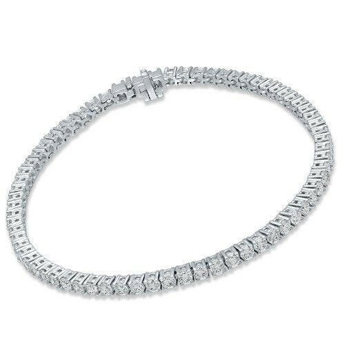 4 Prong Round Tennis Bracelet - 14k White Gold, 3.00 Ct (12481)