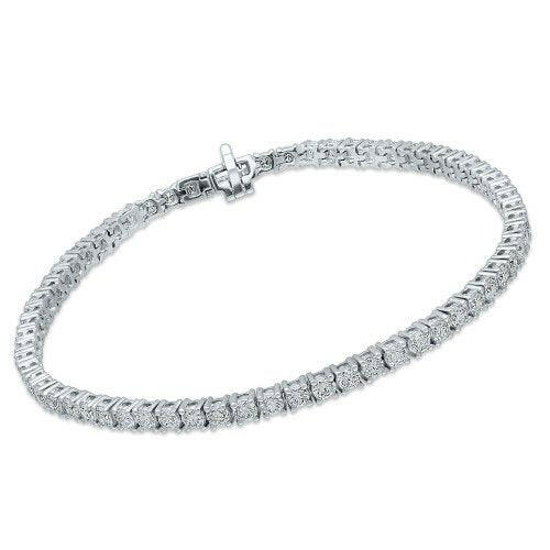 4 Prong Round Tennis Bracelet - 14k White Gold, 4.00 Ct (12583)