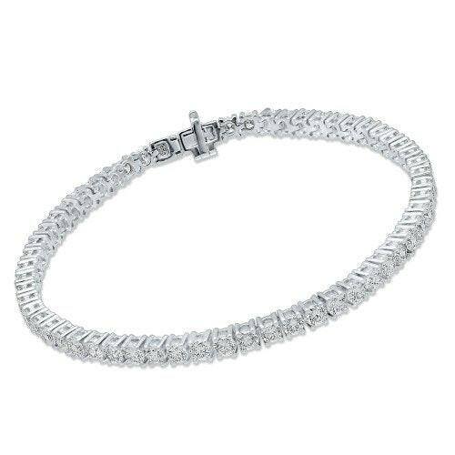 4 Prong Round Tennis Bracelet - 14k White Gold, 5.00 Ct (12463)