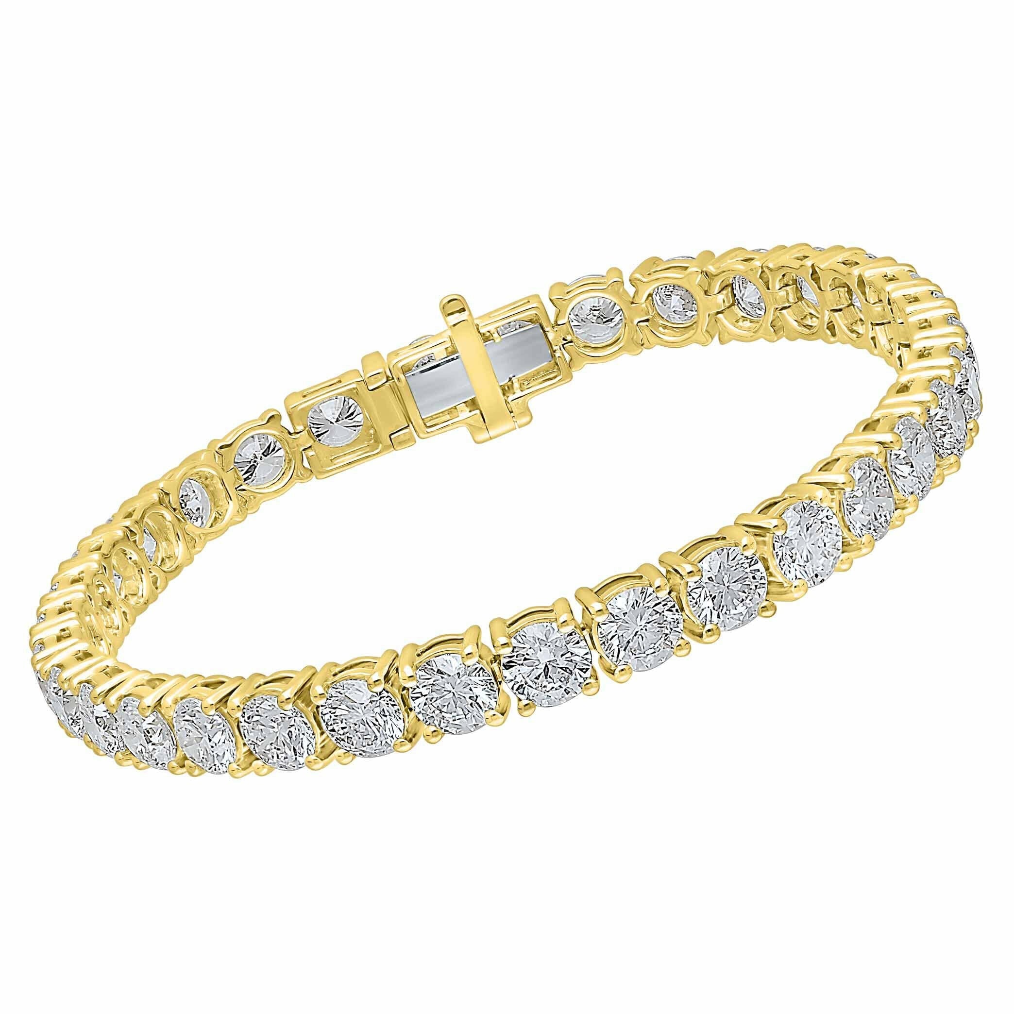 4 Prong Round Tennis Bracelet - 14K yellow Gold, 15.00 CT (12362) - Image 2