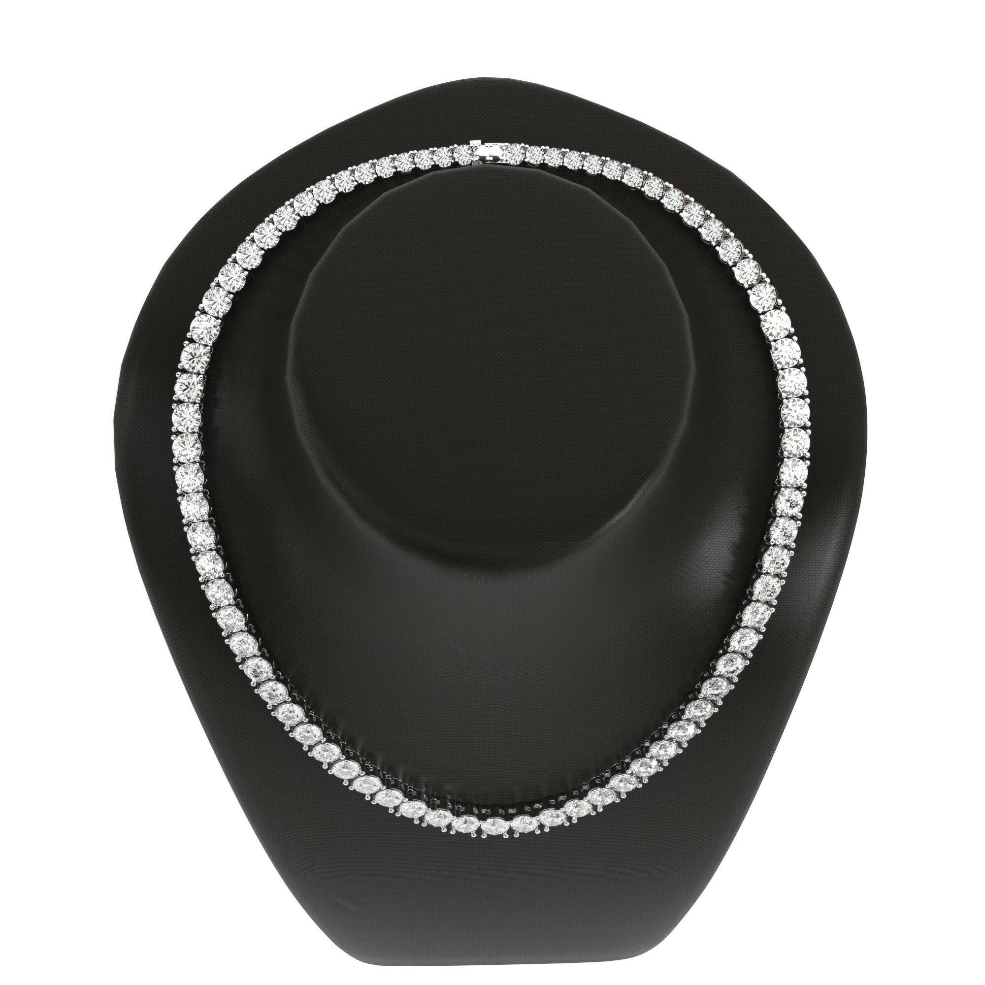 4 Prong Round Tennis Necklace - 14k White Gold, 10.00 Ct (12490) - Image 4