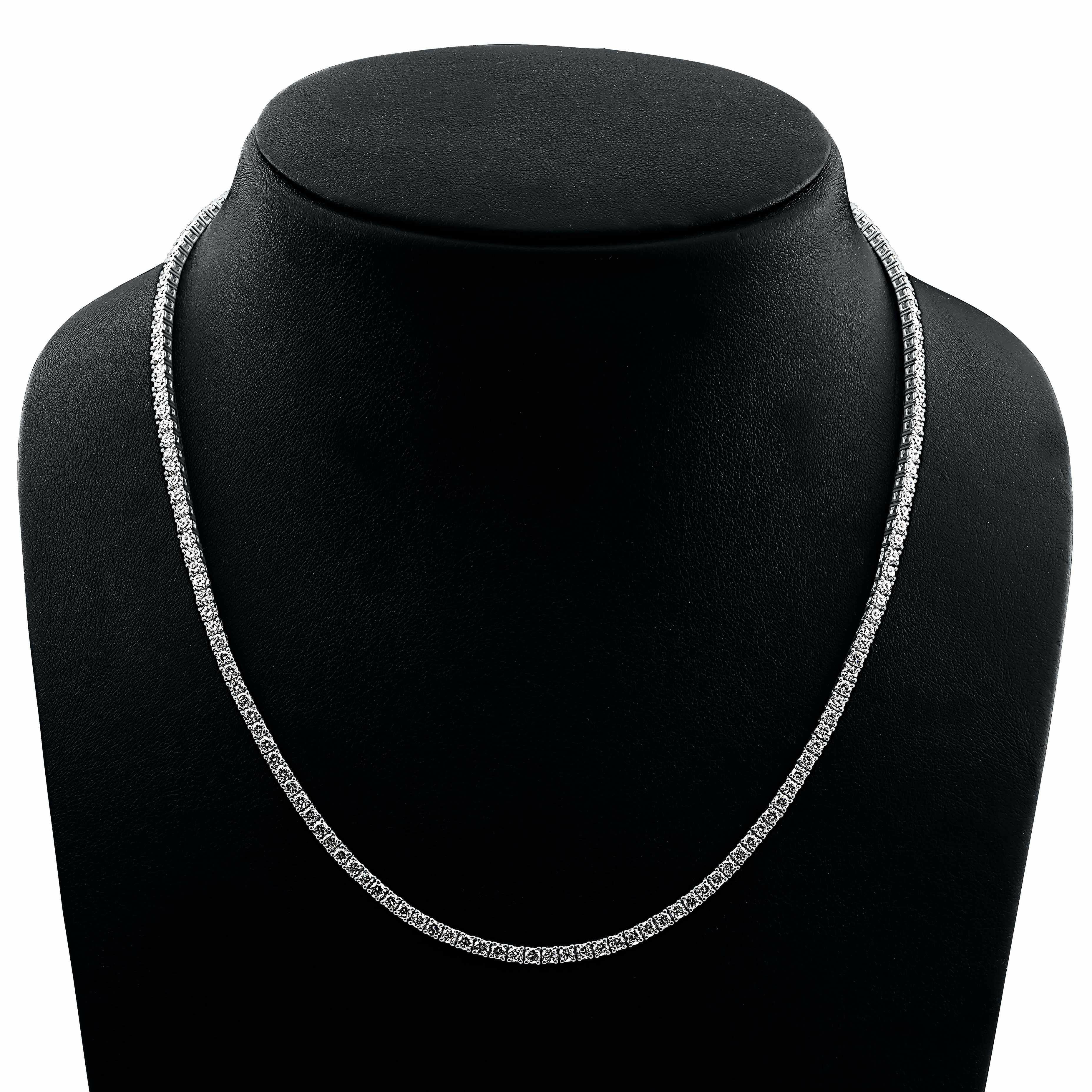 4 Prong Round Tennis Necklace - 14k White Gold, 10.00 Ct (12604) - Image 2