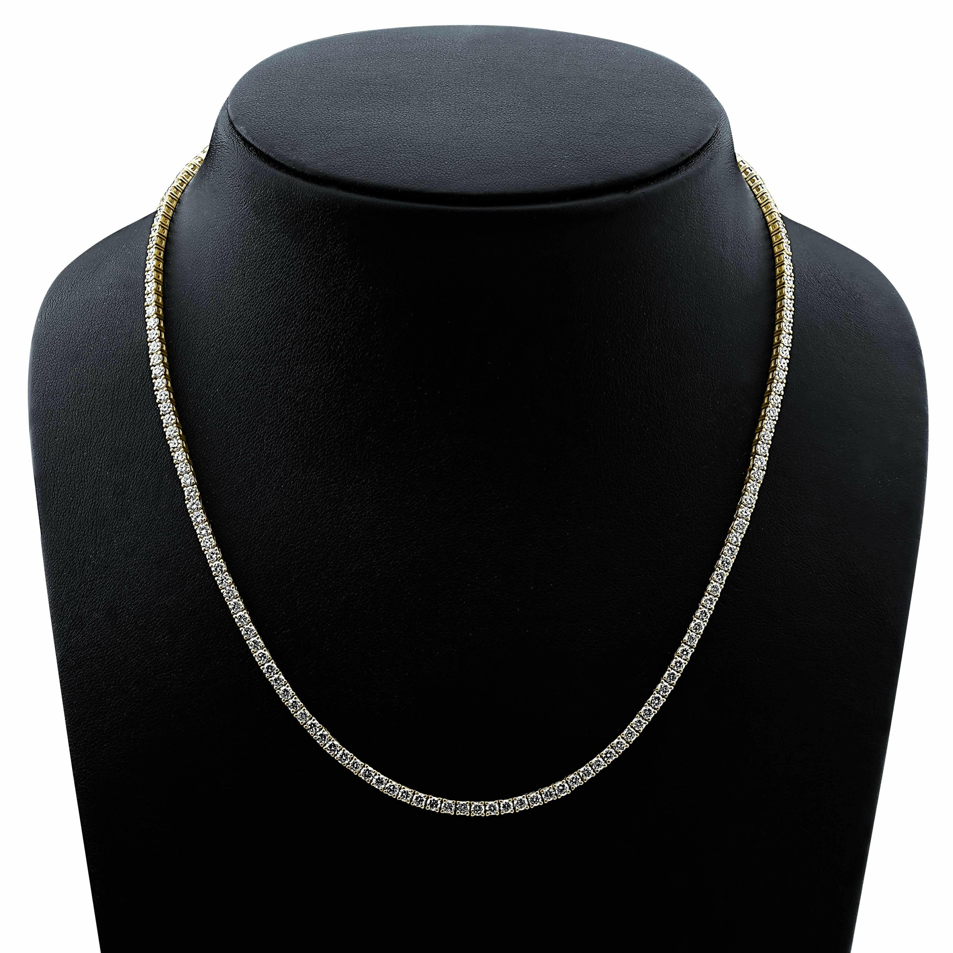 4 Prong Round Tennis Necklace - 14k Yellow Gold, 10.00 Ct (12605) - Image 2
