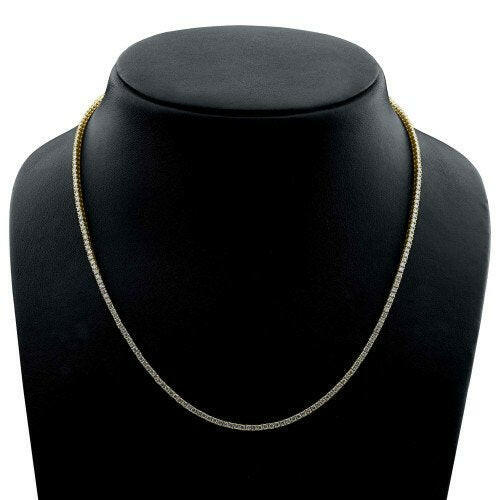 4 Prong Round Tennis Necklace - 14k Yellow Gold, 5.00 Ct (12602)