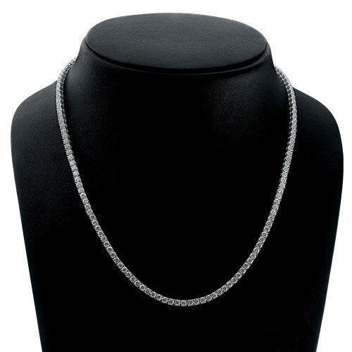 4 Prong Round Tennis Necklace - Platinum, 15.00 Ct (12495)