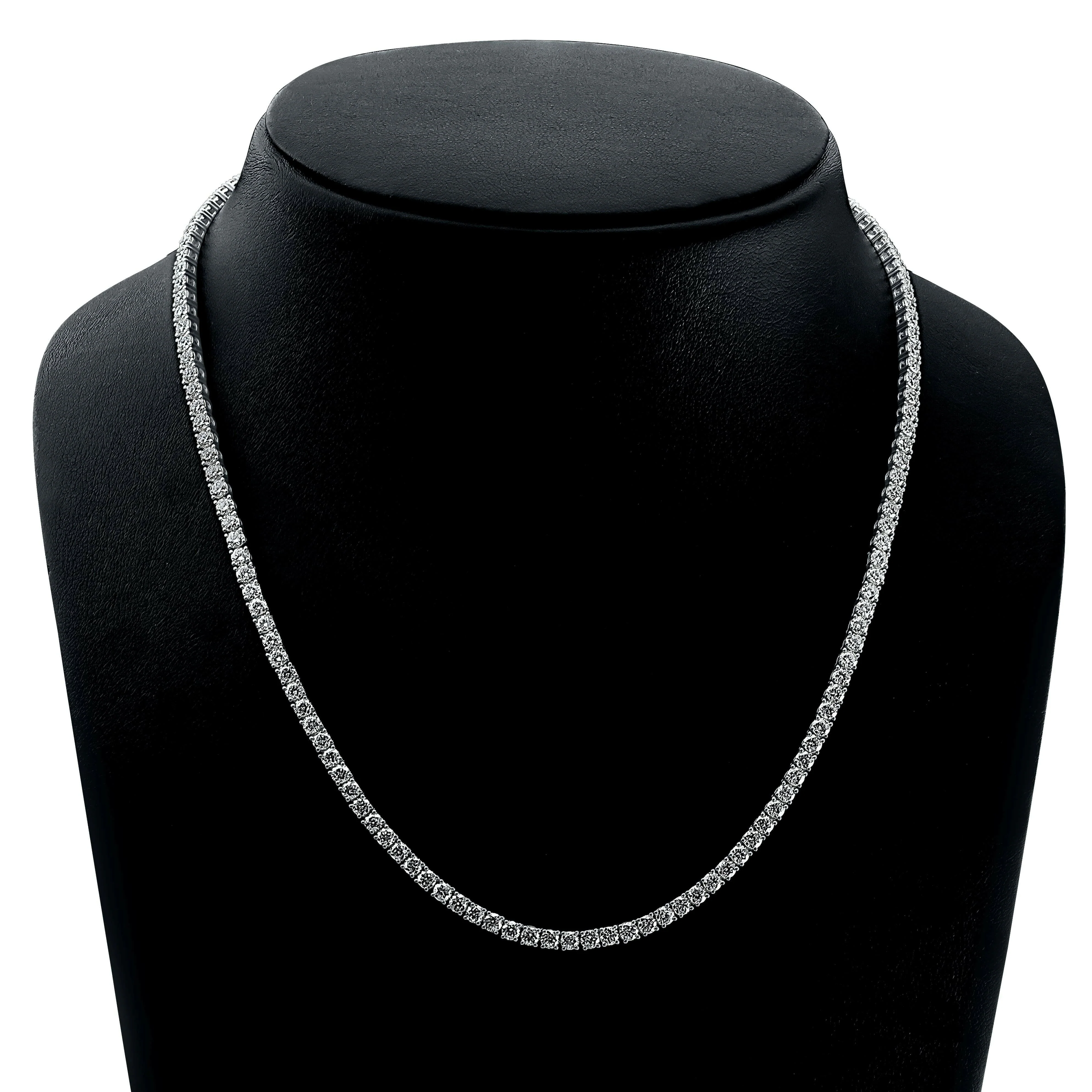 4 Prong Round Tennis Necklace - Platinum, 15.00 Ct (12495) - Image 2