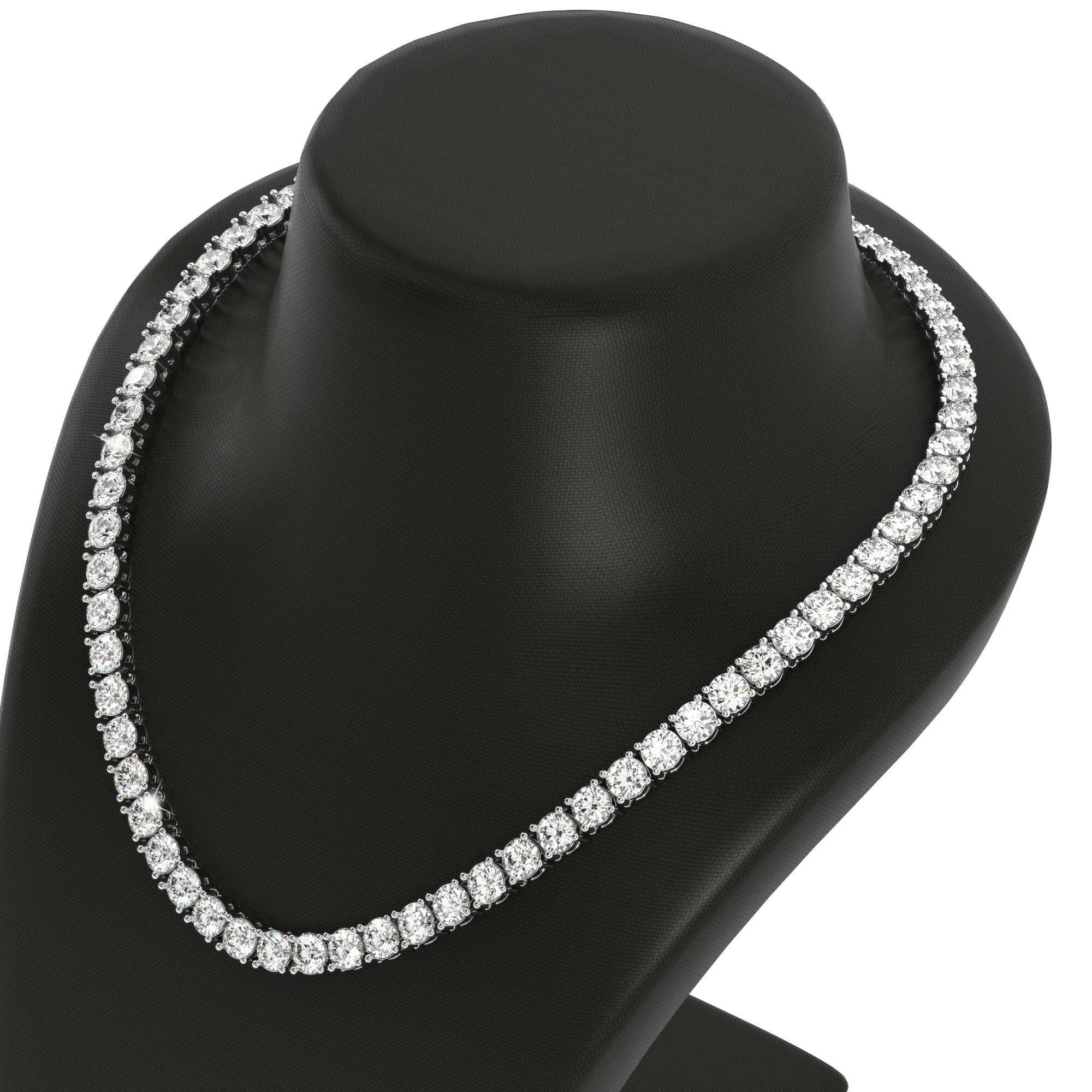 4 Prong Round Tennis Necklace - Platinum, 20.00 Ct (12612) - Image 3