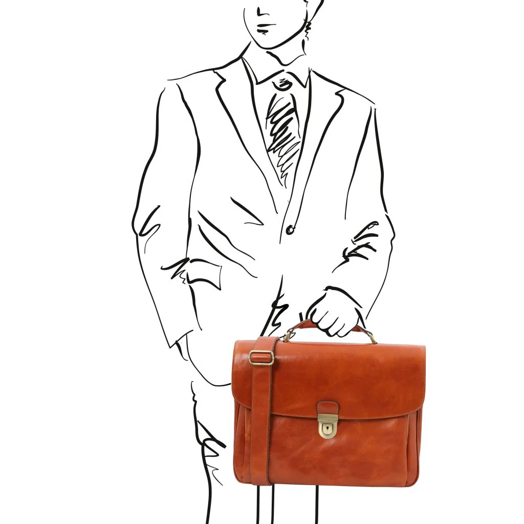 Alessandria - Leather Multi Compartment TL Smart Laptop Briefcase (TL142067) - Image 5