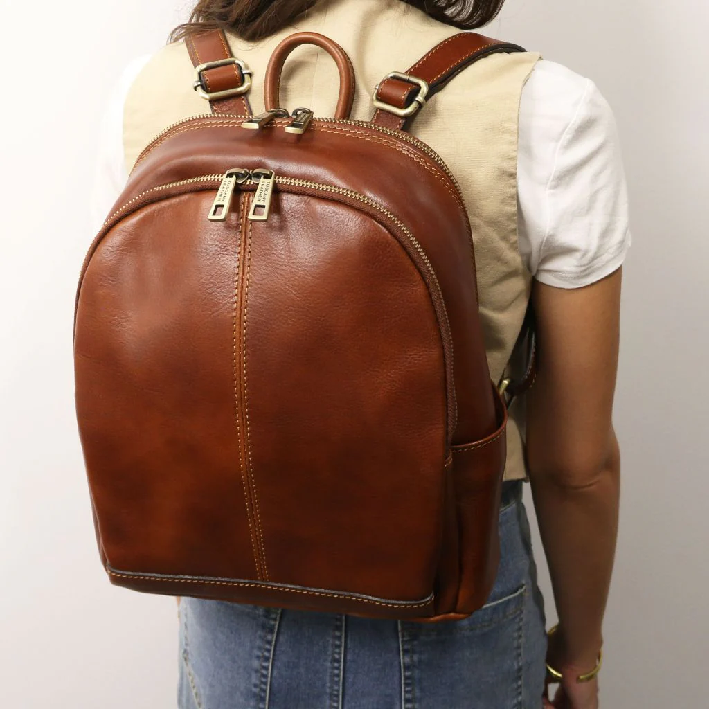 Canberra - 2 Compartments Leather Backpack (TL142460) - Image 9