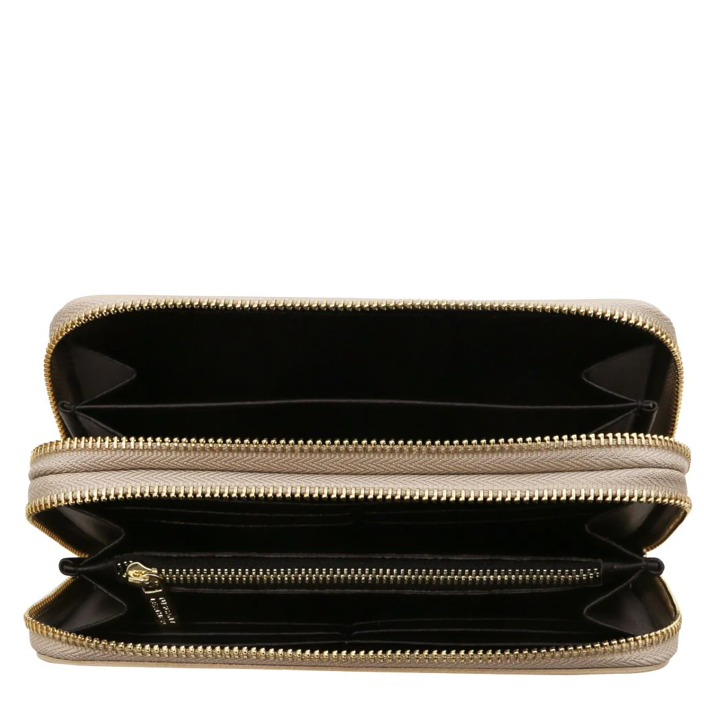 Gaia - Double Zip Around Leather Wallet (TL142343) - Image 6