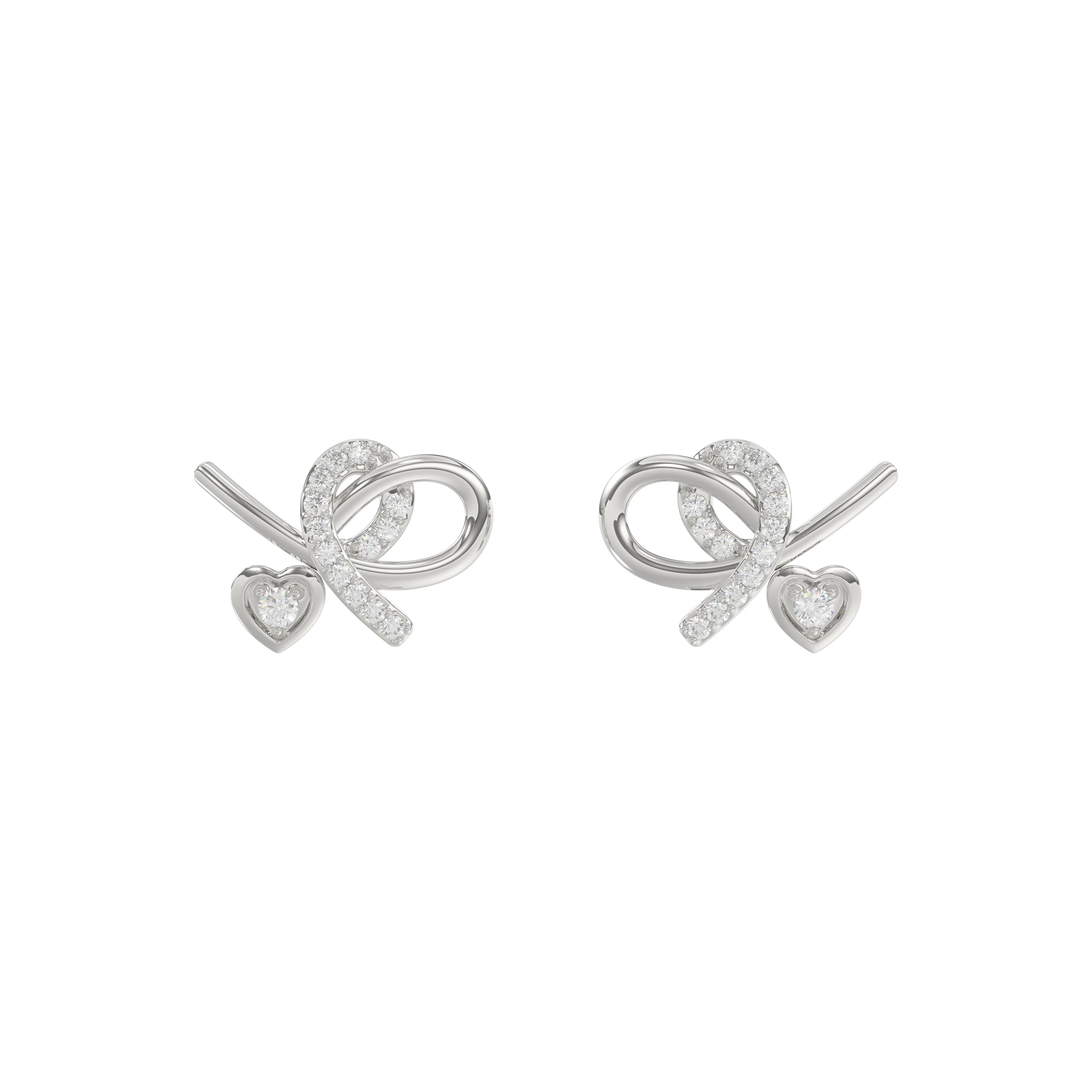 LADIES FASHION EARRINGS 0.10CT ROUND DIAMOND 10K WHITE GOLD