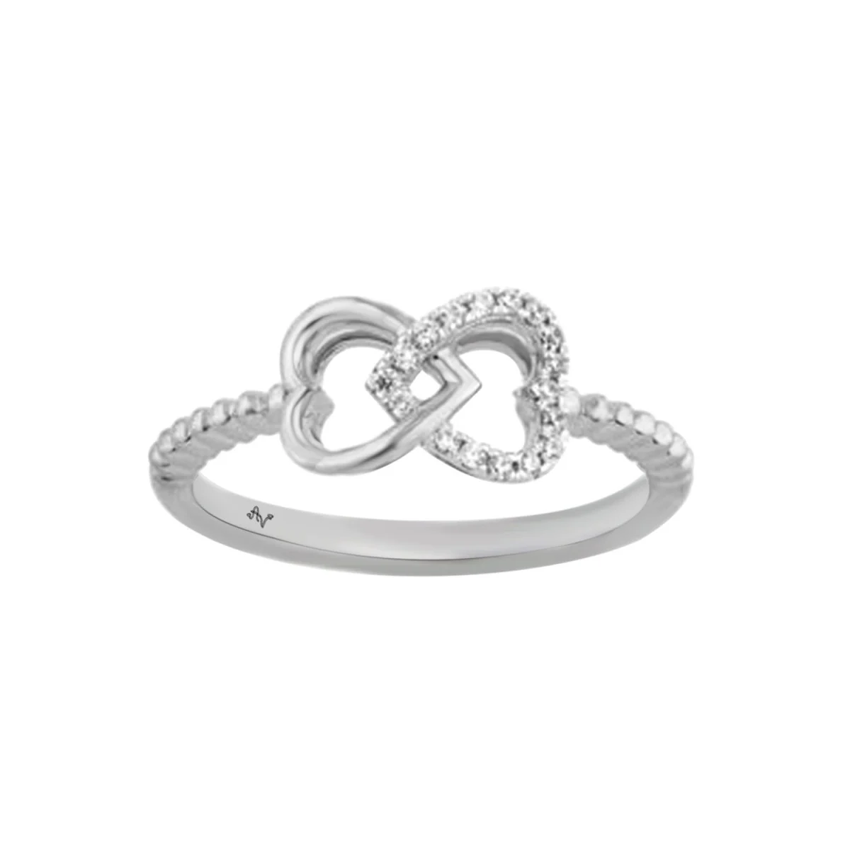 Ladies Infinity Heart Ring 0.10Ct Round Diamond Sterling Silver White Finish – Elegant Women’S Jewelry Gift