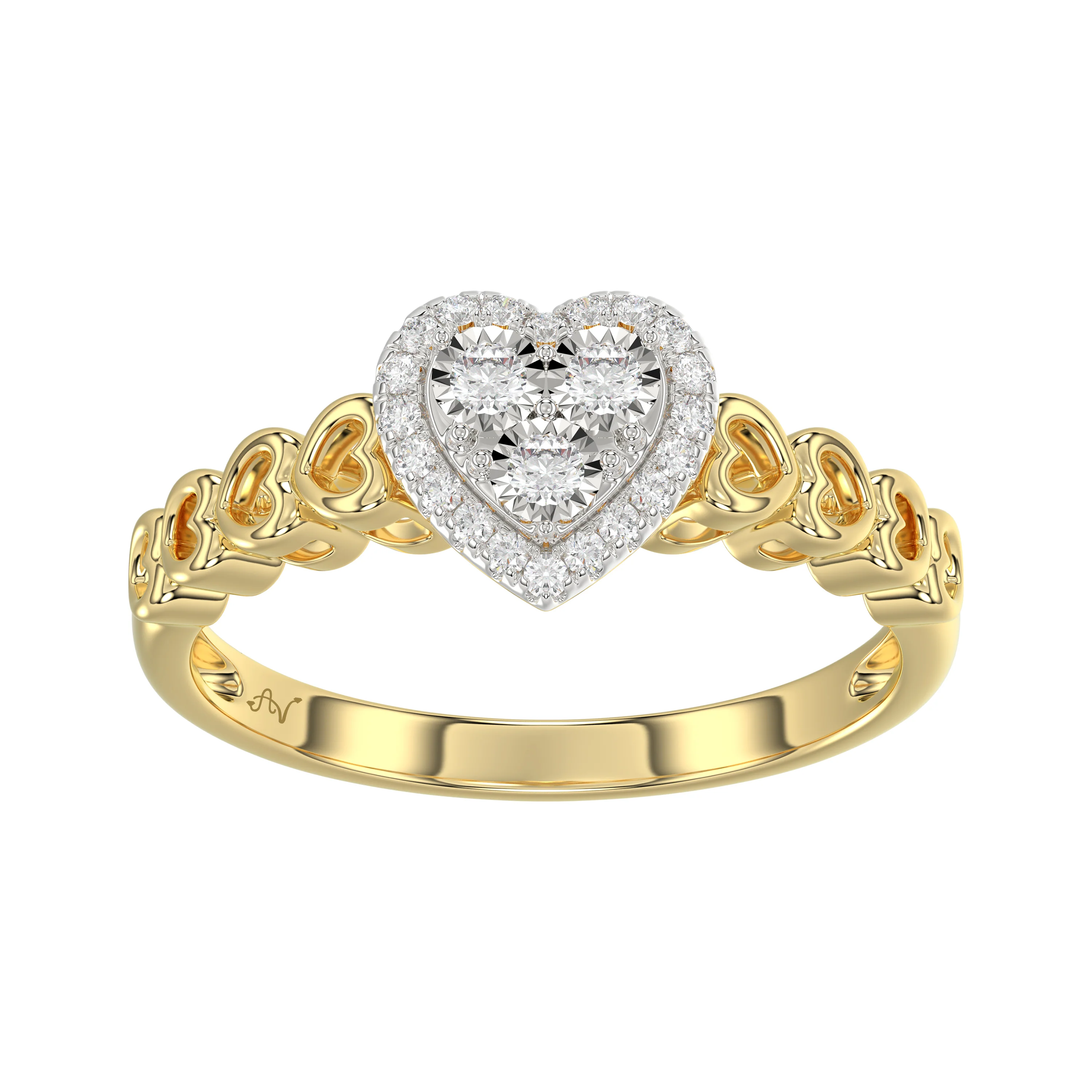 LADIES RING 0.12CT ROUND DIAMOND 10K YELLOW GOLD
