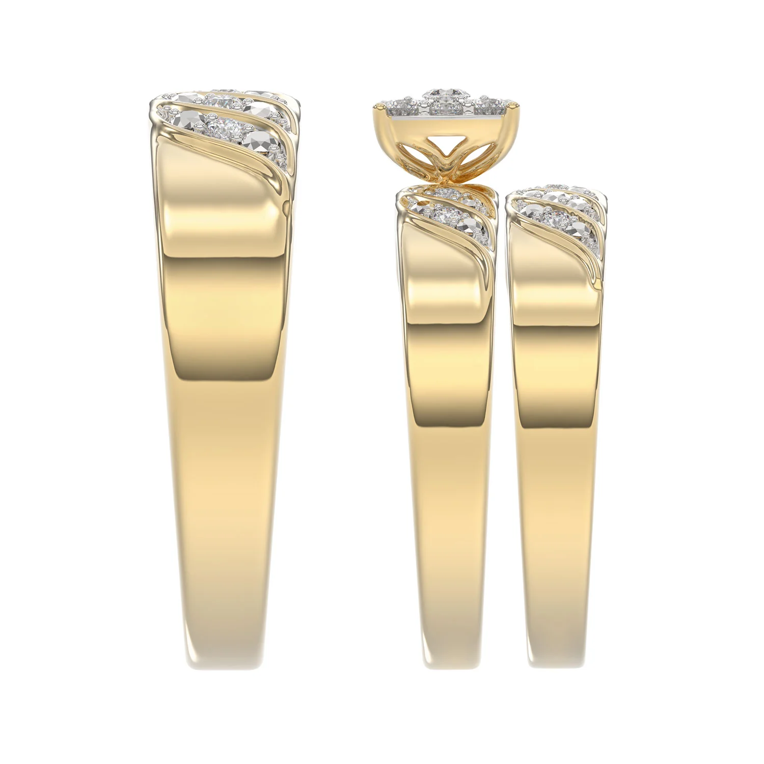 LADIES TRIOS SET 0.33CT ROUND DIAMOND 10K YELLOW GOLD - Image 3