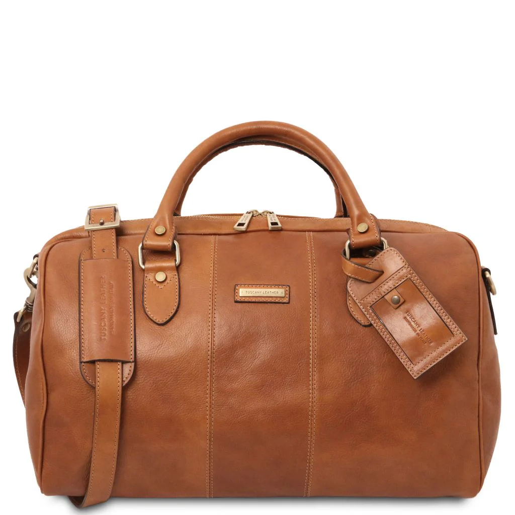 Lisbona - Travel Leather Duffle Bag - Small Size (TL142441) - Image 10
