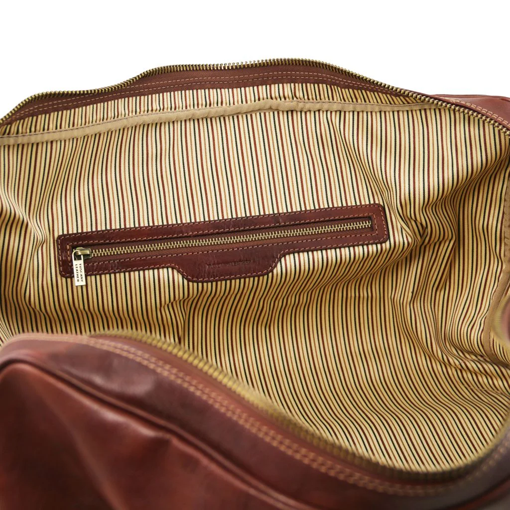 Lisbona - Travel Leather Duffle Bag - Small Size (TL142441) - Image 6