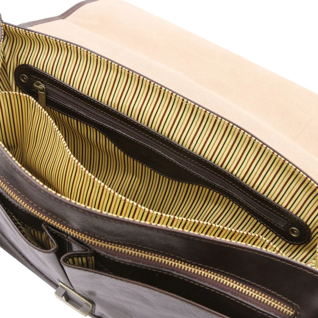 Mantova - Leather Multi Compartment Tl Smart Briefcase With Flap (TL142068) - Image 3