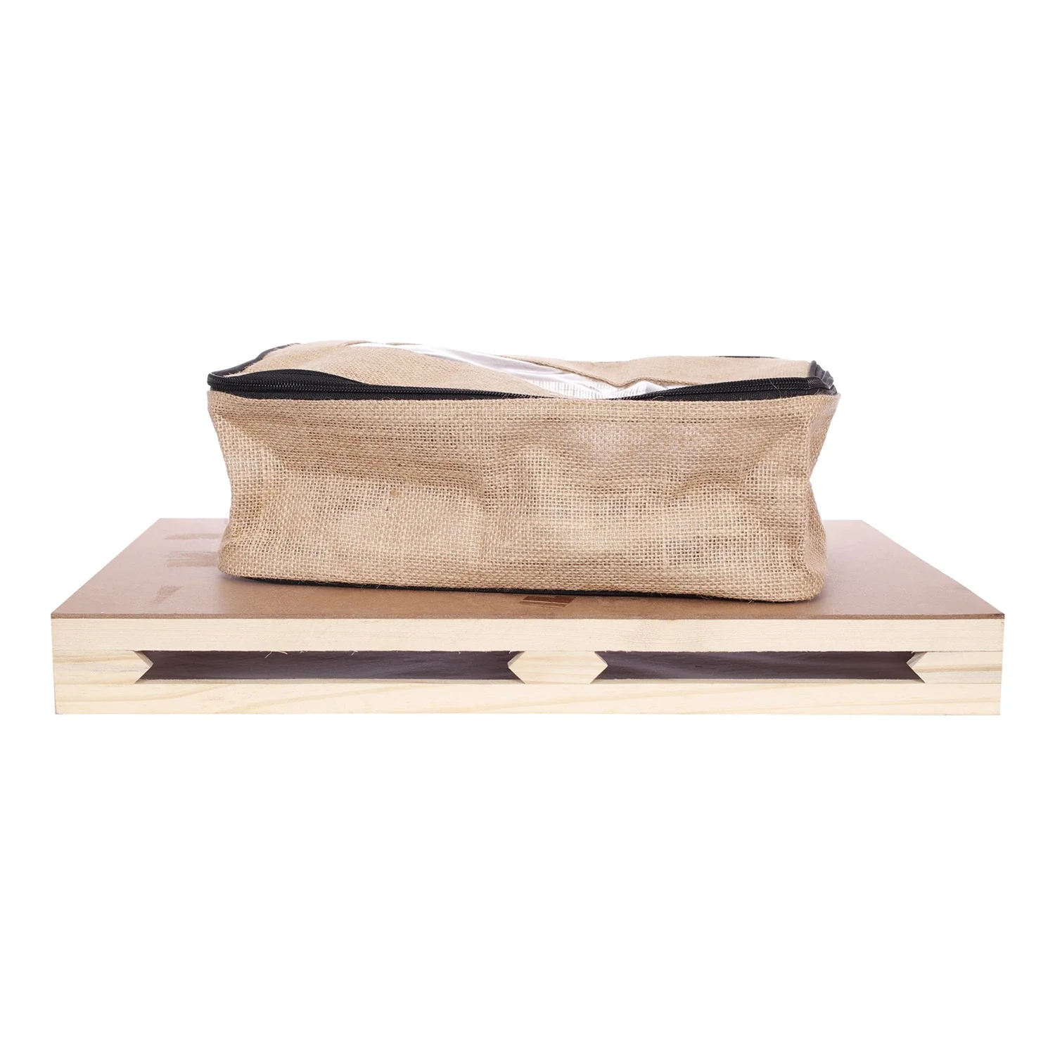 Shoe Bags for Travel – 2 Pack Waterproof Travel Shoe Bag with Zipper – Beige – Natural Laminated Jute - Image 4