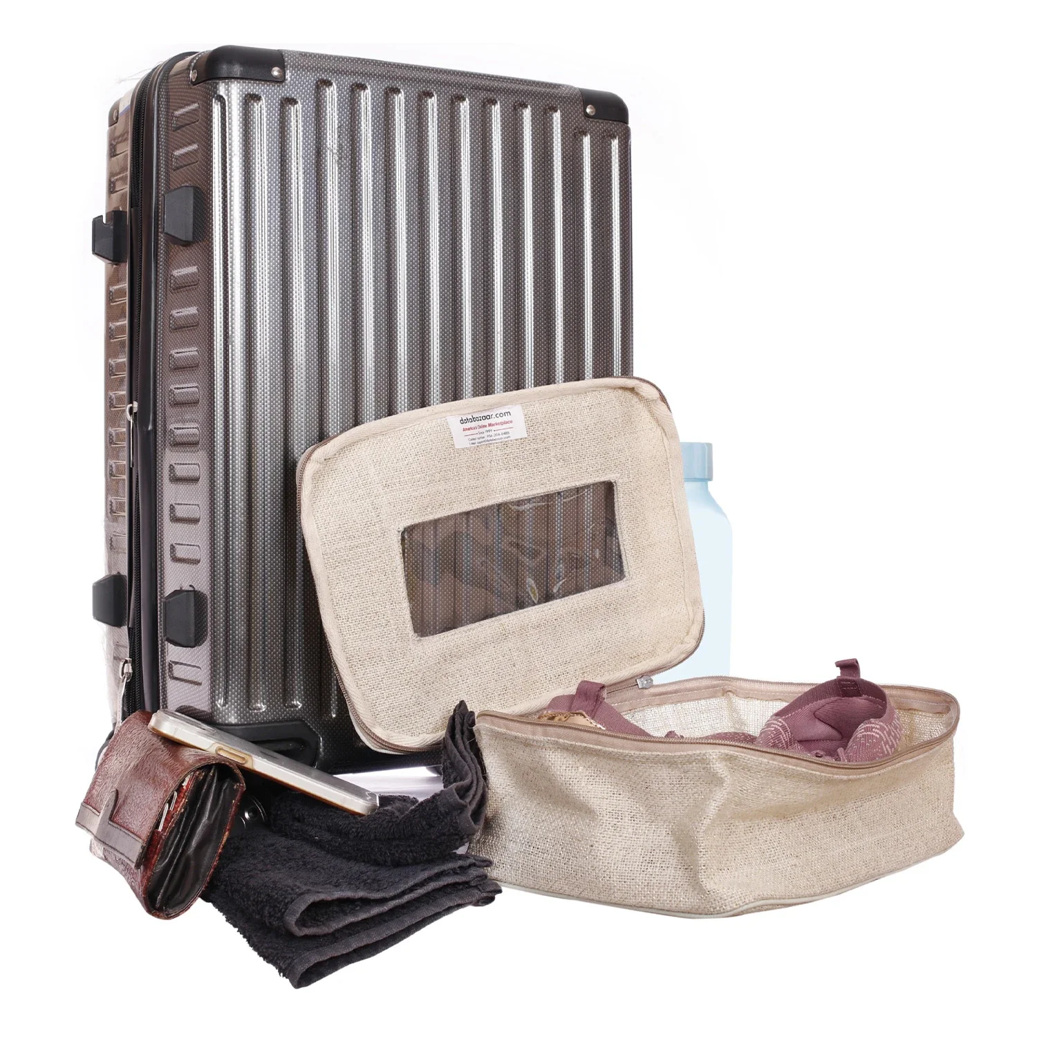 Shoe Bags for Travel – 2 Pack Waterproof Travel Shoe Bags with Zipper – Cream – Stiffened Lurex Jute - Image 4