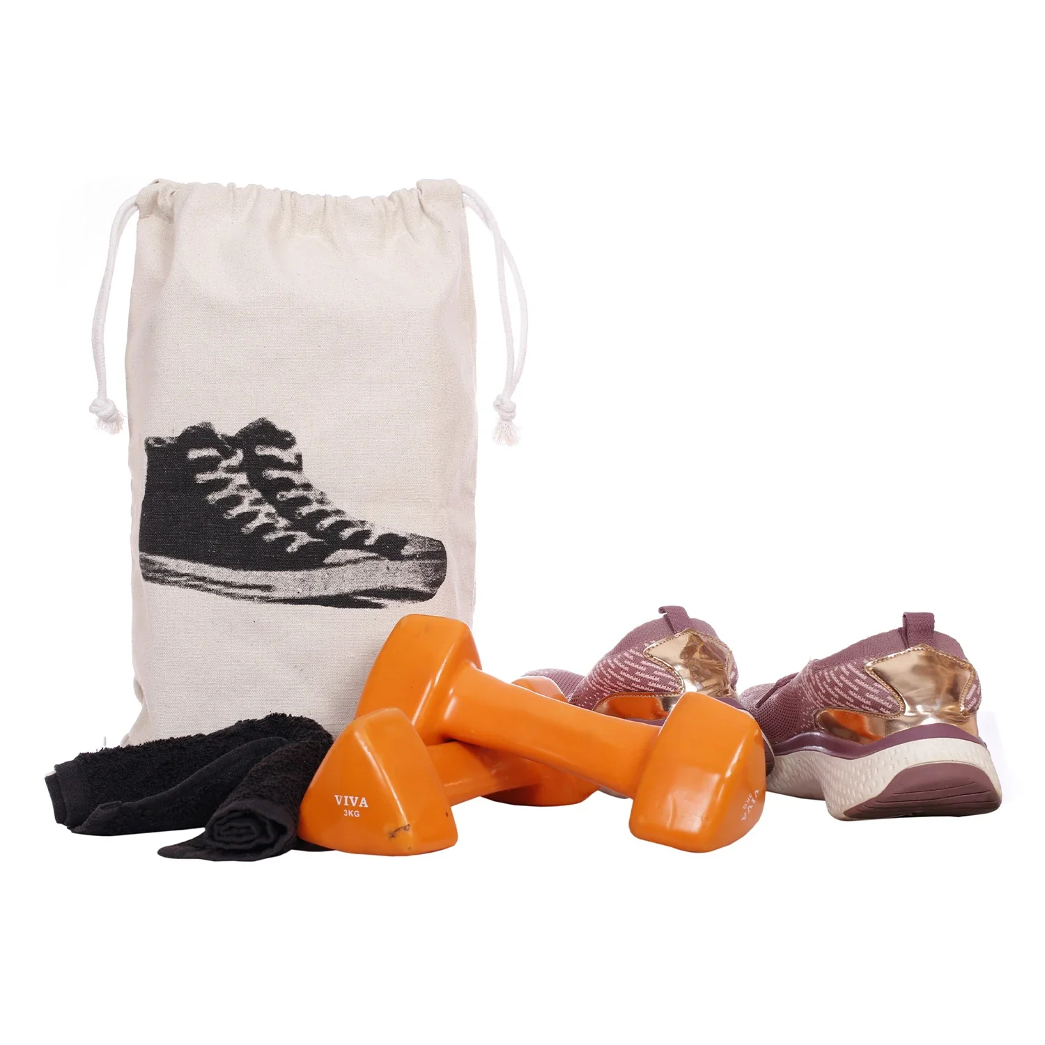 Travel Shoe Bags – Pack of 2 Natural Cotton Canvas Drawstring Bags for Men & Women - Image 3