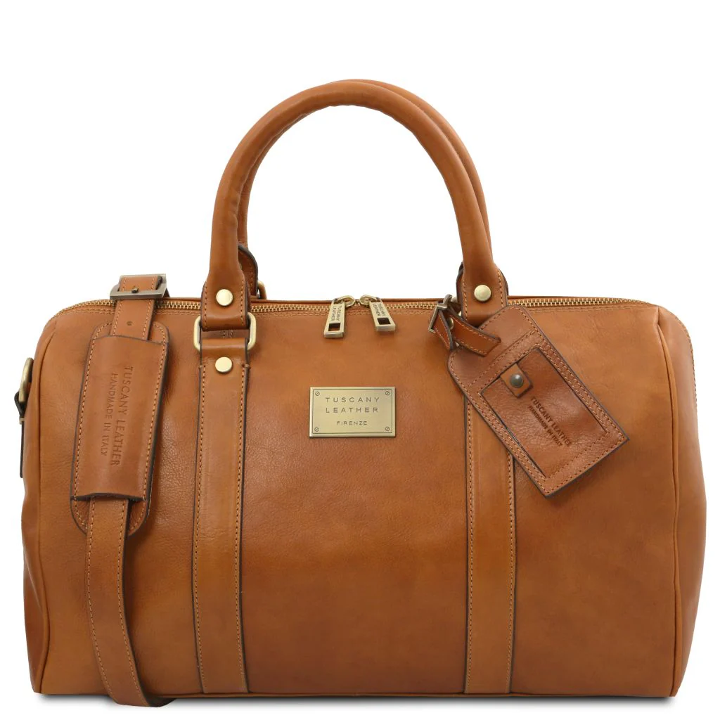 TL Voyager - Travel Leather Duffle Bag With Pocket On The Back Side - Small Size (TL141250) - Image 10