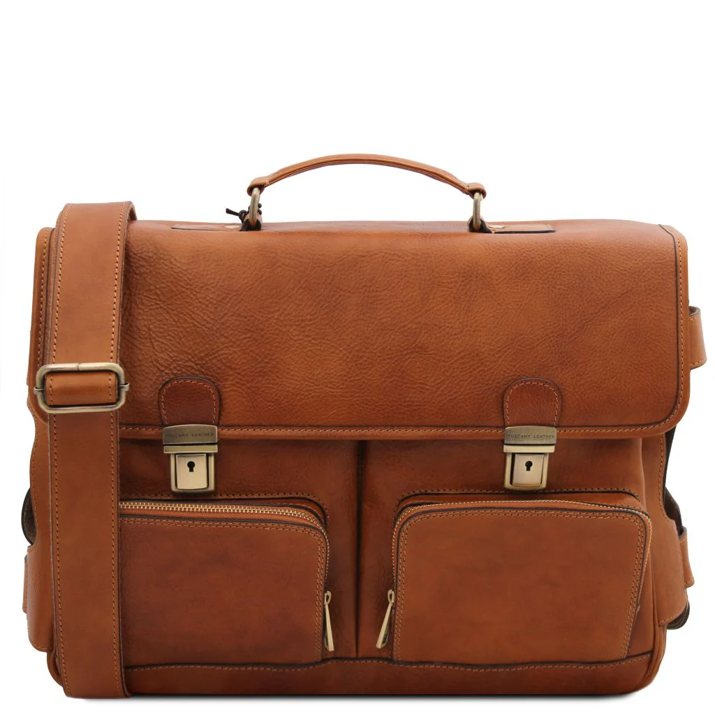 Ventimiglia - Leather Multi Compartment TL Smart Briefcase With Front Pockets (TL142069) - Image 12