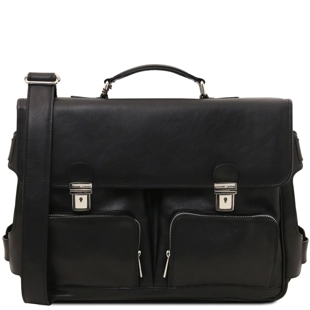 Ventimiglia - Leather Multi Compartment TL Smart Briefcase With Front Pockets (TL142069) - Image 13